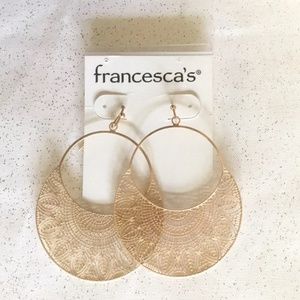 Francesca’s Gold Tone Filigree Circle Drop Earrings